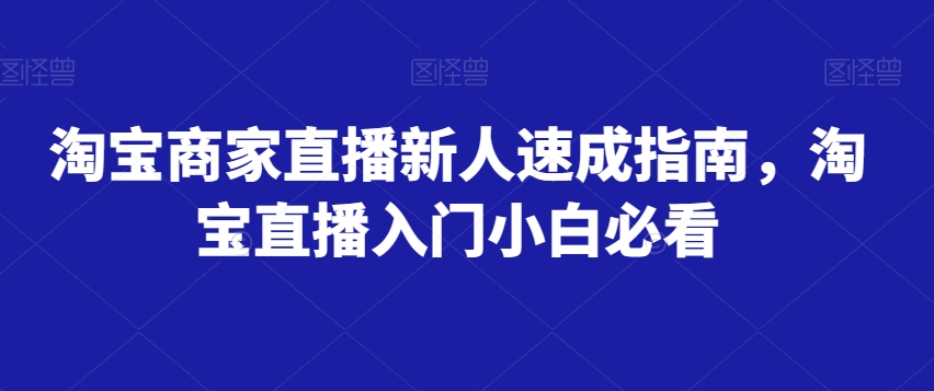 淘宝商家直播新人速成指南，淘宝直播入门小白必看-轻松搞定副业 - 高效赚钱方法和建议