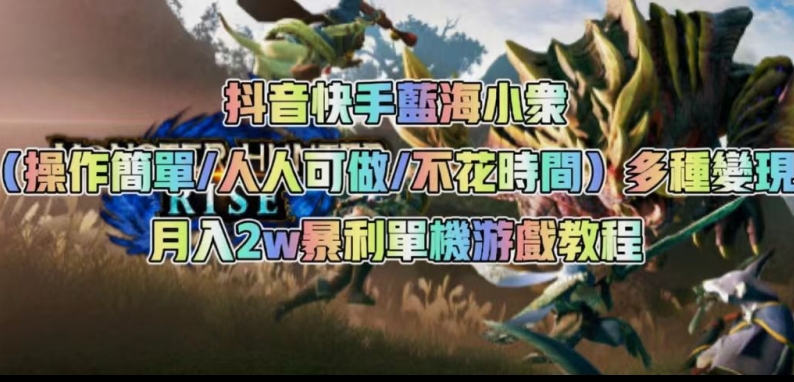 抖音快手蓝海小众（操作简单人人可做不花时间）多种变现月入2w＋暴利单机游戏教程-轻松搞定副业 - 高效赚钱方法和建议