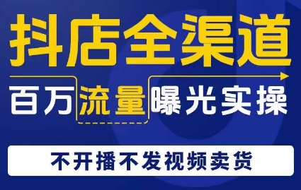 抖店全渠道百万流量曝光实操，不开播不发视频带货-轻松搞定副业 - 高效赚钱方法和建议
