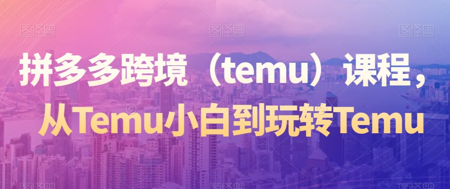 拼多多跨境（temu）课程，从Temu小白到玩转Temu-轻松搞定副业 - 高效赚钱方法和建议