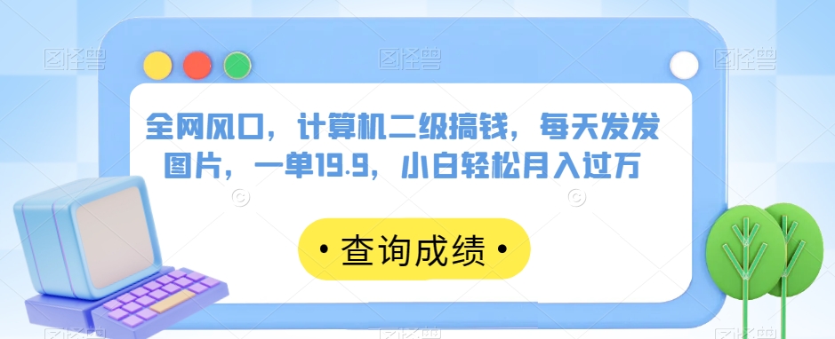 全网风口，计算机二级搞钱，每天发发图片，一单19.9，小白轻松月入过万【揭秘】-轻松搞定副业 - 高效赚钱方法和建议