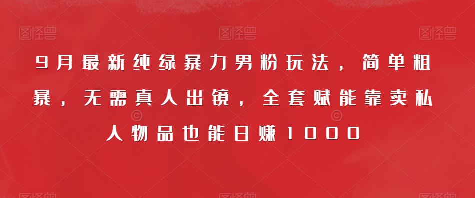 9月最新纯绿暴力男粉玩法，简单粗暴，无需真人出镜，全套赋能靠卖私人物品也能日赚1000-轻松搞定副业 - 高效赚钱方法和建议