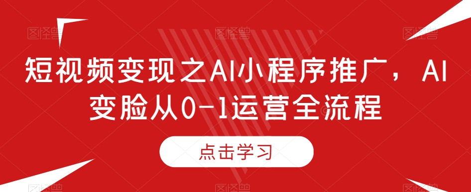 短视频变现之AI小程序推广，AI变脸从0-1运营全流程-轻松搞定副业 - 高效赚钱方法和建议