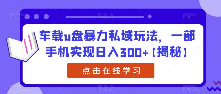 车载u盘暴力私域玩法，一部手机实现日入300+【揭秘】-轻松搞定副业 - 高效赚钱方法和建议