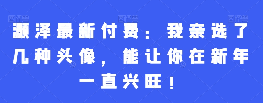 灏泽最新付费：我亲选了几种头像，能让你在新年一直兴旺！-轻松搞定副业 - 高效赚钱方法和建议