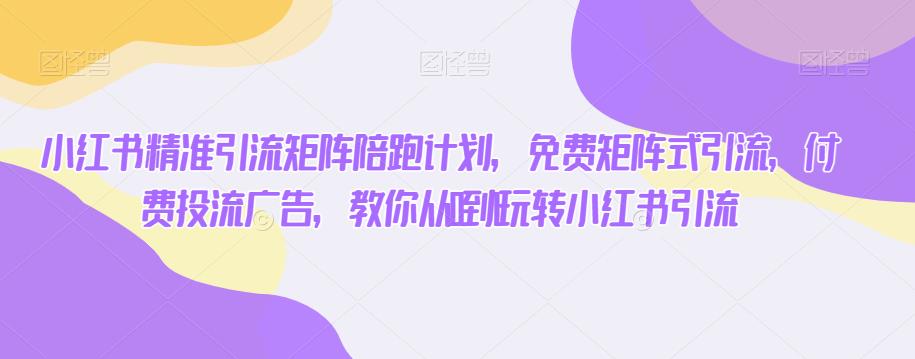 小红书精准引流矩阵陪跑计划，免费矩阵式引流，付费投流广告，教你从0到1玩转小红书引流-轻松搞定副业 - 高效赚钱方法和建议