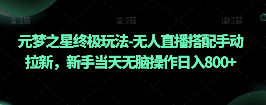 元梦之星终极玩法-无人直播搭配手动拉新，新手当天无脑操作日入800+【揭秘】-轻松搞定副业 - 高效赚钱方法和建议