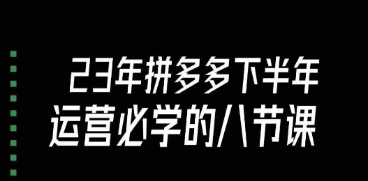 大牙·23年下半年拼多多运营必学的八节课（18节完整）-轻松搞定副业 - 高效赚钱方法和建议