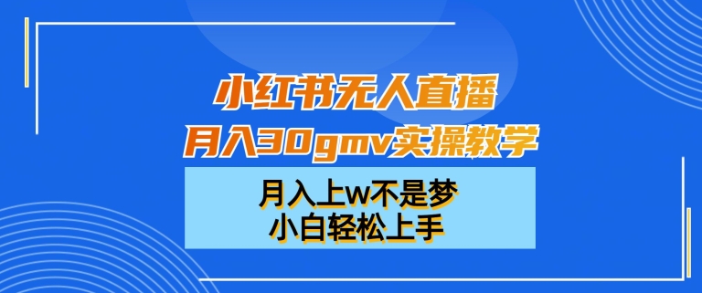 小红书无人直播月入30gmv实操教学，月入上w不是梦，小白轻松上手【揭秘】-轻松搞定副业 - 高效赚钱方法和建议