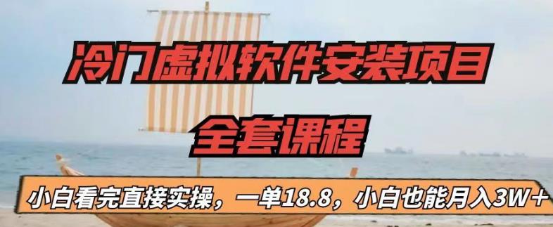 冷门虚拟软件安装项目，一单18.8，小白也能月入3W＋【揭秘】-轻松搞定副业 - 高效赚钱方法和建议