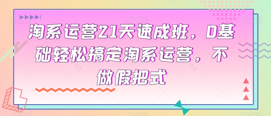 淘系运营21天速成班，0基础轻松搞定淘系运营，不做假把式-轻松搞定副业 - 高效赚钱方法和建议