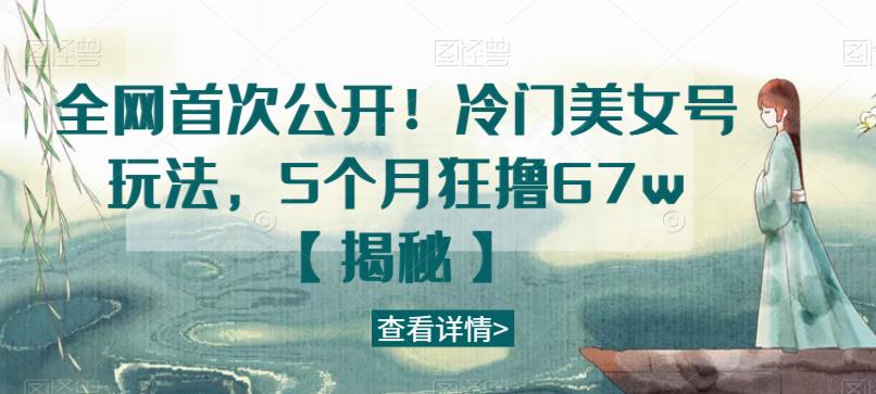 全网首次公开！冷门美女号玩法，5个月狂撸67w【揭秘】-轻松搞定副业 - 高效赚钱方法和建议