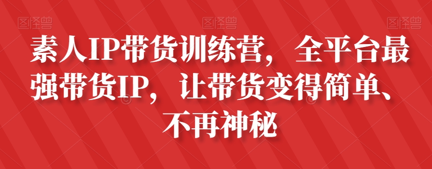 素人IP带货训练营，全平台最强带货IP，让带货变得简单、不再神秘-轻松搞定副业 - 高效赚钱方法和建议