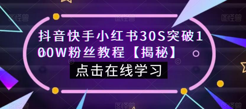 抖音快手小红书30S突破100W粉丝教程【揭秘】-轻松搞定副业 - 高效赚钱方法和建议