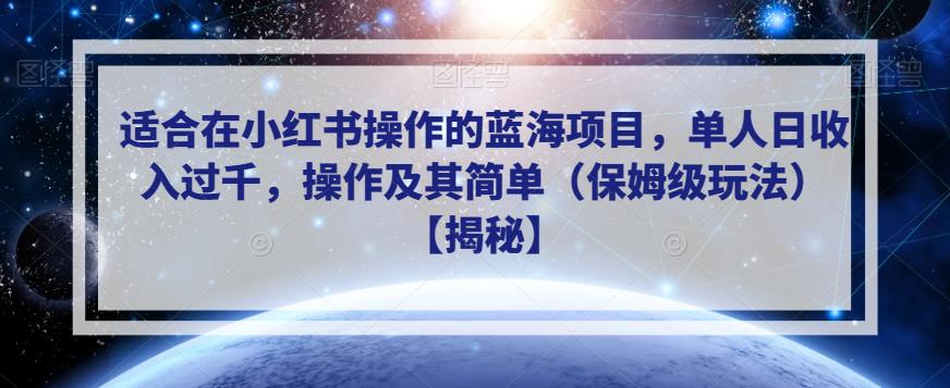 适合在小红书操作的蓝海项目，单人日收入过千，操作及其简单（保姆级玩法）【揭秘】-轻松搞定副业 - 高效赚钱方法和建议