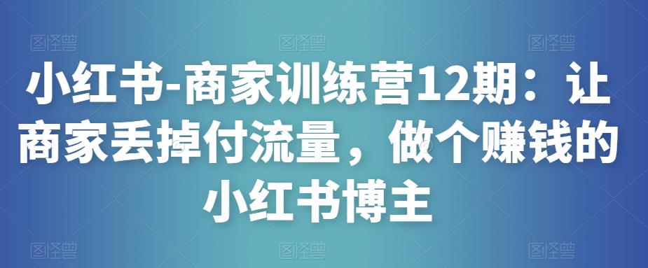 小红书-商家训练营12期：让商家丢掉付流量，做个赚钱的小红书博主-轻松搞定副业 - 高效赚钱方法和建议