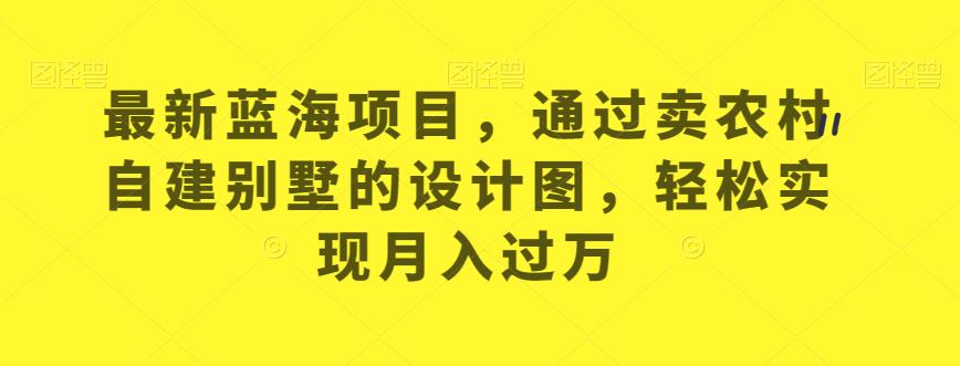 最新蓝海项目，通过卖农村自建别墅的设计图，轻松实现月入过万【揭秘】-轻松搞定副业 - 高效赚钱方法和建议