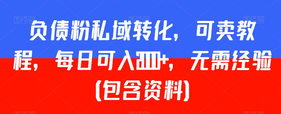 负债粉私域转化，可卖教程，每日可入2000+，无需经验（包含资料）【揭秘】-轻松搞定副业 - 高效赚钱方法和建议