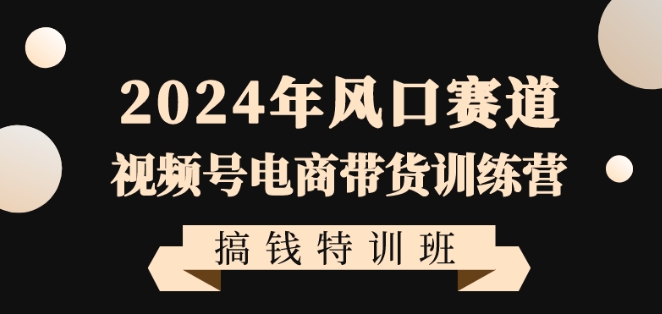 2024年风口赛道视频号电商带货训练营搞钱特训班，带领大家快速入局自媒体电商带货-轻松搞定副业 - 高效赚钱方法和建议