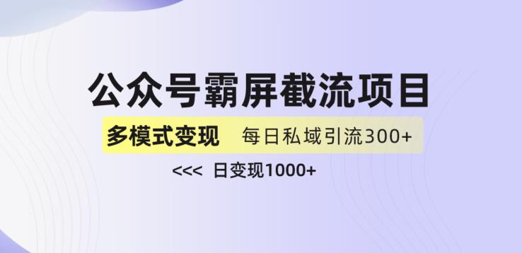 公众号霸屏截流项目+私域多渠道变现玩法，全网首发，日入1000+【揭秘】-轻松搞定副业 - 高效赚钱方法和建议