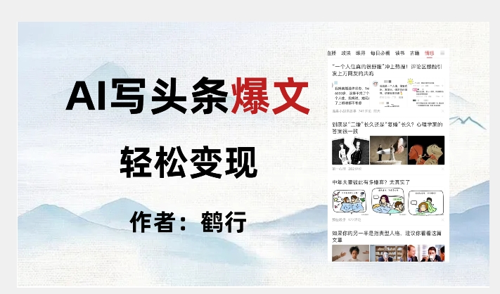 暴力拆解AI写头条爆文，轻松日入500+-轻松搞定副业 - 高效赚钱方法和建议