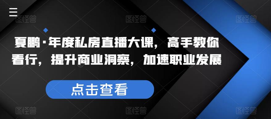 夏鹏·年度私房直播大课，高手教你看行，提升商业洞察，加速职业发展-轻松搞定副业 - 高效赚钱方法和建议