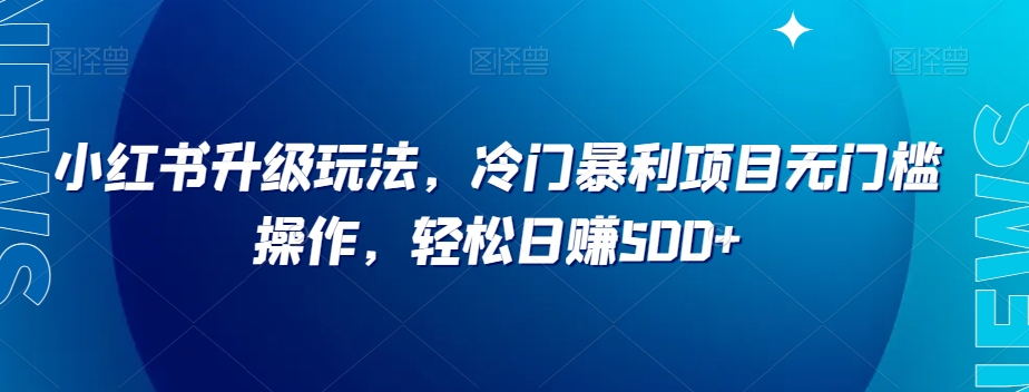 小红书升级玩法，冷门暴利项目无门槛操作，轻松日赚500+【揭秘】-轻松搞定副业 - 高效赚钱方法和建议