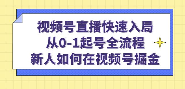 视频号直播快速入局：从0-1起号全流程，新人如何在视频号掘金-轻松搞定副业 - 高效赚钱方法和建议