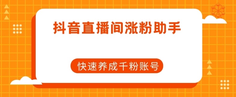 抖音直播间涨粉助手，快速养成千粉账号-轻松搞定副业 - 高效赚钱方法和建议