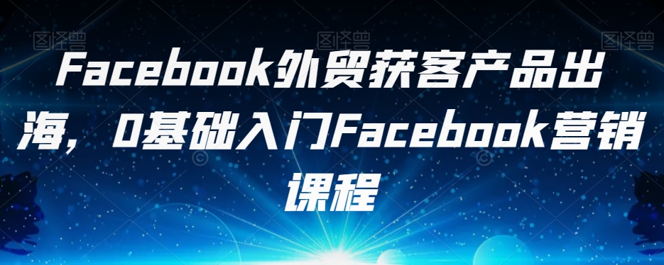 Facebook外贸获客产品出海，0基础入门Facebook营销课程-轻松搞定副业 - 高效赚钱方法和建议