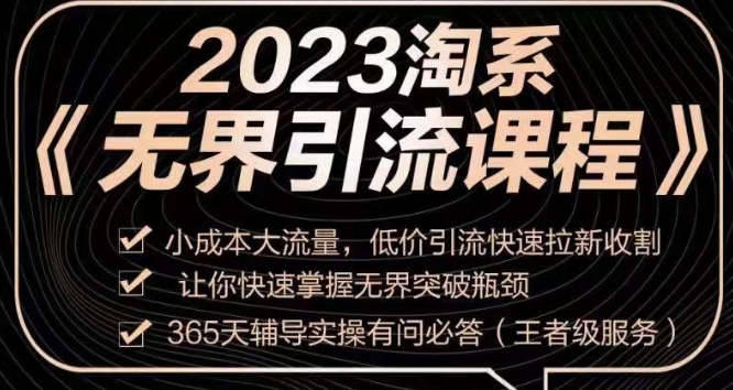 2023淘系无界引流实操课程，​小成本大流量，低价引流快速拉新收割，让你快速掌握无界突破瓶颈-轻松搞定副业 - 高效赚钱方法和建议