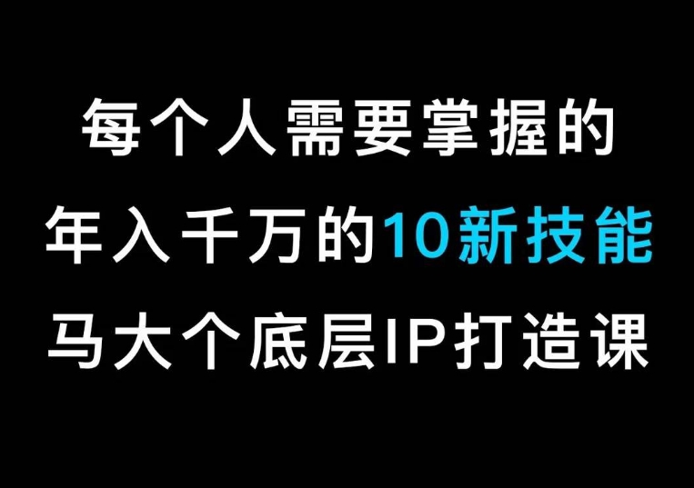 马大个的IP底层逻辑课，​每个人需要掌握的年入千万的10新技能，约会底层IP打造方法！-轻松搞定副业 - 高效赚钱方法和建议