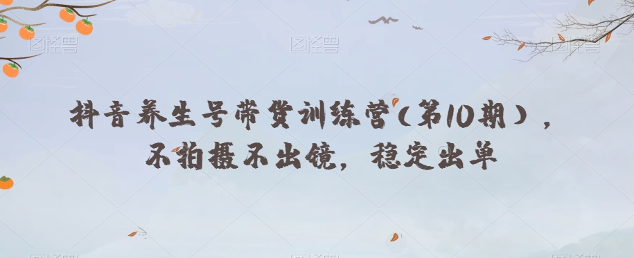 抖音养生号带货训练营(第10期），不拍摄不出镜，稳定出单-轻松搞定副业 - 高效赚钱方法和建议