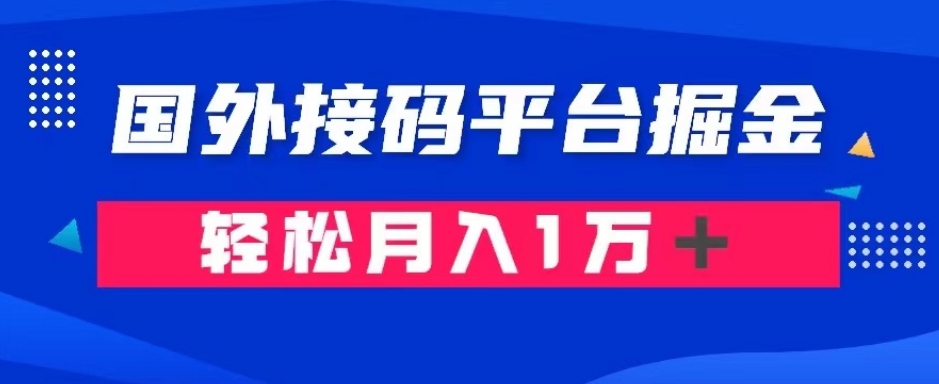 通过国外接码平台掘金：成本1.3，利润10＋，轻松月入1万＋【揭秘】-轻松搞定副业 - 高效赚钱方法和建议