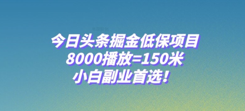 今日头条掘金低保项目，8000播放=150米，小白副业首选【揭秘】-轻松搞定副业 - 高效赚钱方法和建议