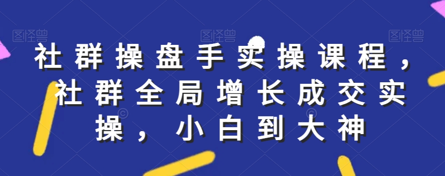 社群实操课程，社群全局增长成交实操，小白到大神-轻松搞定副业 - 高效赚钱方法和建议