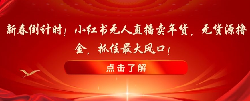 新春倒计时！小红书无人直播卖年货，无货源撸金，抓住最大风口【揭秘】-轻松搞定副业 - 高效赚钱方法和建议