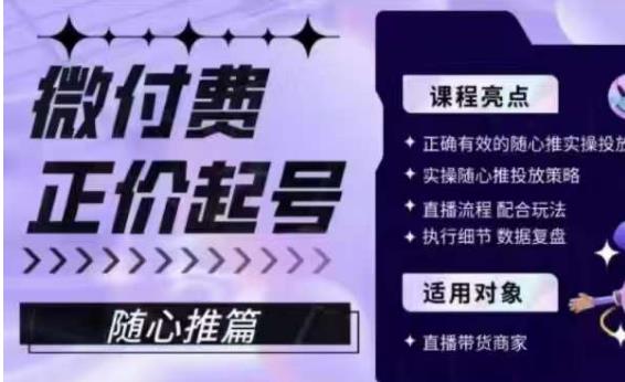 微付费正价起号（随心推篇），正确有效的随心推实操投放-轻松搞定副业 - 高效赚钱方法和建议
