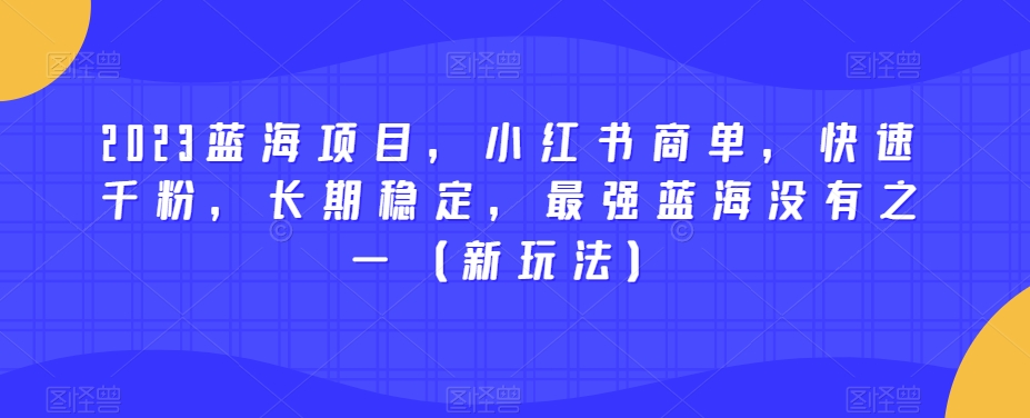 2023蓝海项目，小红书商单，快速千粉，长期稳定，最强蓝海没有之一（新玩法）-轻松搞定副业 - 高效赚钱方法和建议