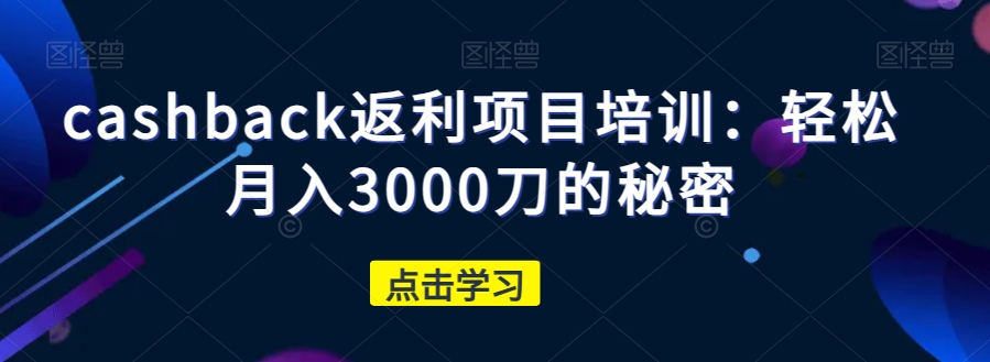 cashback返利项目培训：轻松月入3000刀的秘密-轻松搞定副业 - 高效赚钱方法和建议