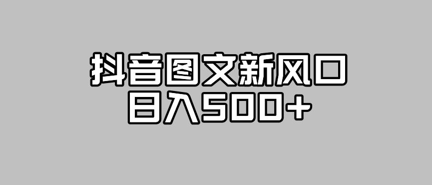 抖音图文最新风口，流量扶持非常高，日入500+【揭秘】-轻松搞定副业 - 高效赚钱方法和建议