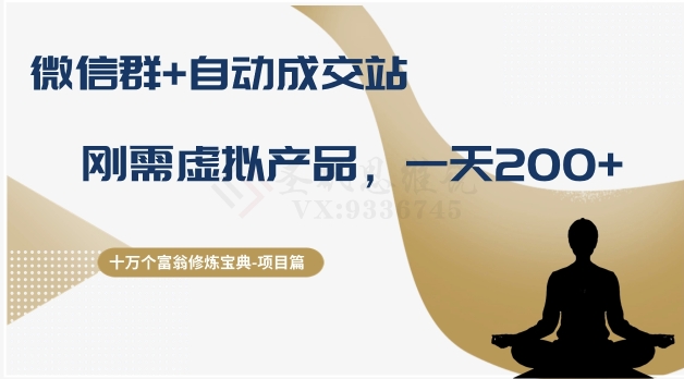 十万个富翁修炼宝典之8.微信群+自动成交站，刚需虚拟产品，一天200+-轻松搞定副业 - 高效赚钱方法和建议