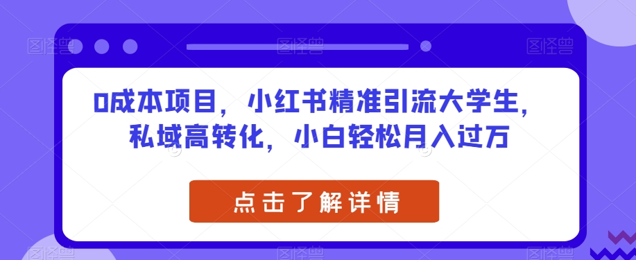 0成本项目，小红书精准引流大学生，私域高转化，小白轻松月入过万【揭秘】-轻松搞定副业 - 高效赚钱方法和建议