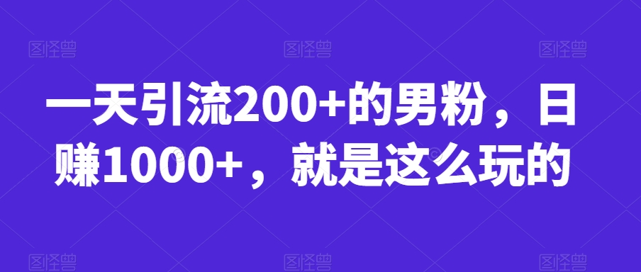 一天引流200+的男粉，日赚1000+，就是这么玩的【揭秘】-轻松搞定副业 - 高效赚钱方法和建议