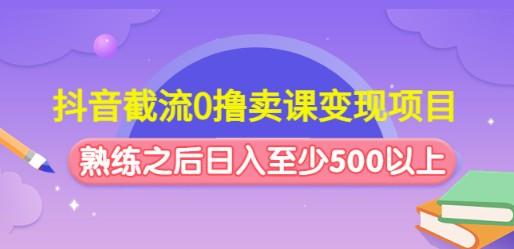 抖音截流0撸卖课变现项目：这个玩法熟练之后日入至少500以上-轻松搞定副业 - 高效赚钱方法和建议