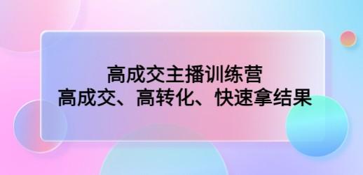 高成交主播训练营：高成交、高转化、快速拿结果-轻松搞定副业 - 高效赚钱方法和建议