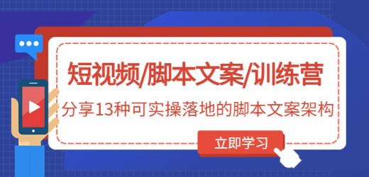 短视频/脚本文案/训练营：分享13种可实操落地的脚本文案架构-轻松搞定副业 - 高效赚钱方法和建议