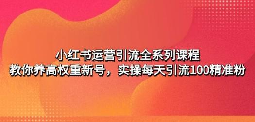 小红书运营引流全系列课程：教你养高权重新号，实操每天引流100精准粉-轻松搞定副业 - 高效赚钱方法和建议