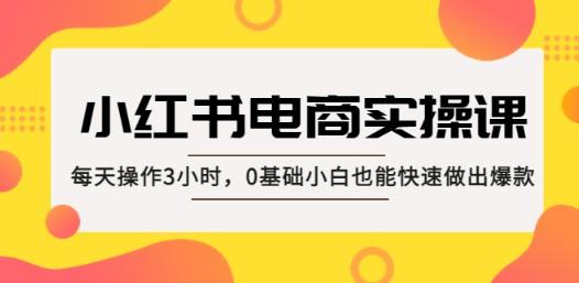 小红书·电商实操课：每天操作3小时，0基础小白也能快速做出爆款！-轻松搞定副业 - 高效赚钱方法和建议