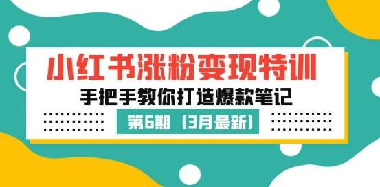 小红书涨粉变现营第6期，手把手教你打造爆款笔记（3月新课）-轻松搞定副业 - 高效赚钱方法和建议